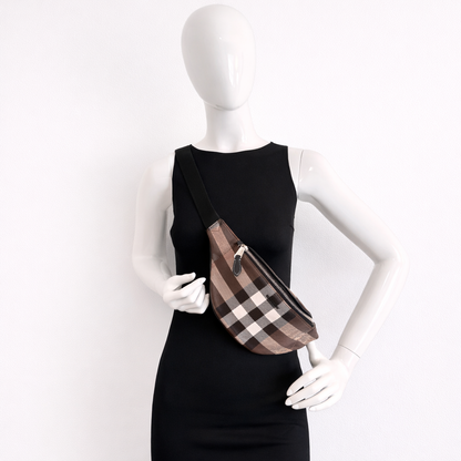 Burberry E-canvas Cason Check Bum Bag Dark Birch Brown