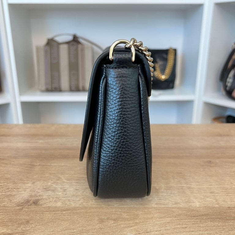 Gucci Pebbled Calfskin Medium Soho Flap Crossbody Black