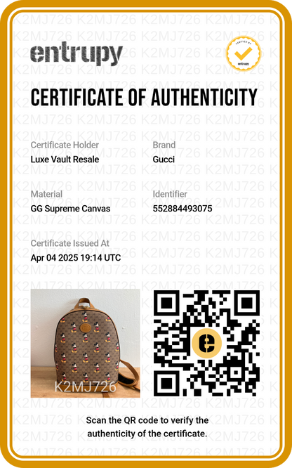 Gucci  X DISNEY Mini Vintage GG Supreme Monogram Mickey Mouse Small Dome Backpack Beige Vintage Sun Oil