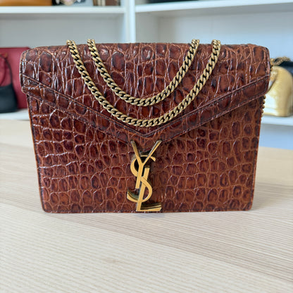 Saint Laurent YSL Patent Turtle Embossed Monogram Cassandra Clasp Bag Rouge Legion