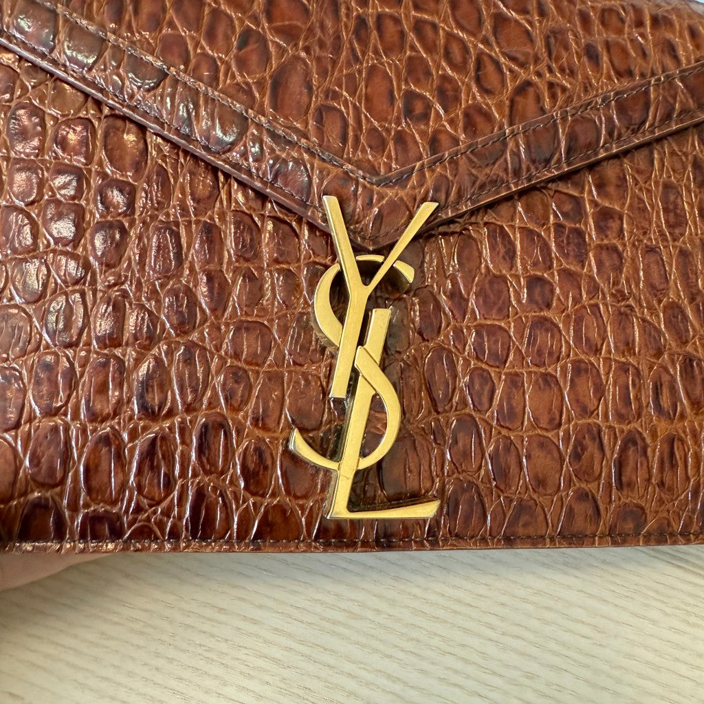 Saint Laurent YSL Patent Turtle Embossed Monogram Cassandra Clasp Bag Rouge Legion