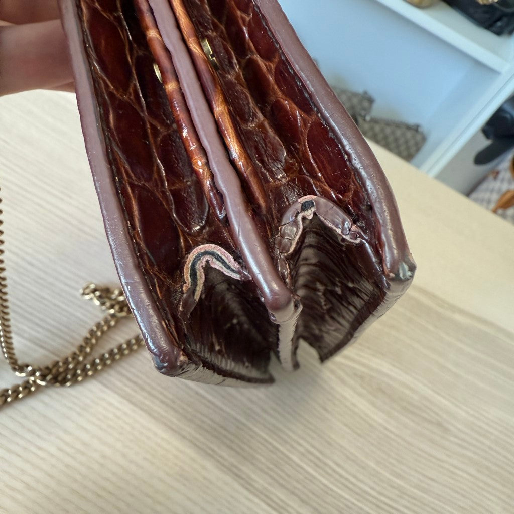 Saint Laurent YSL Patent Turtle Embossed Monogram Cassandra Clasp Bag Rouge Legion