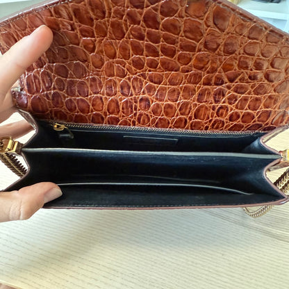 Saint Laurent YSL Patent Turtle Embossed Monogram Cassandra Clasp Bag Rouge Legion