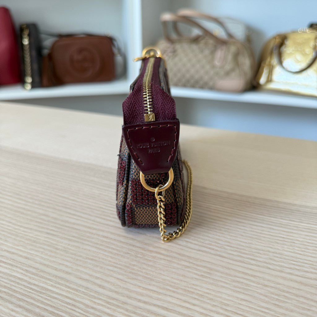 Louis Vuitton Damier Paillettes Mini Pochette Accessories Red