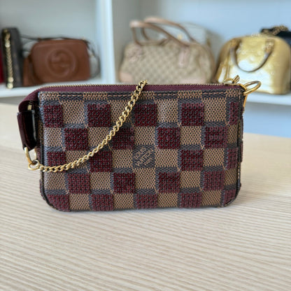 Louis Vuitton Damier Paillettes Mini Pochette Accessories Red