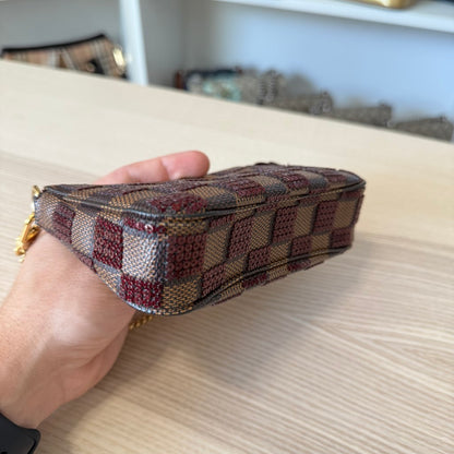 Louis Vuitton Damier Paillettes Mini Pochette Accessories Red