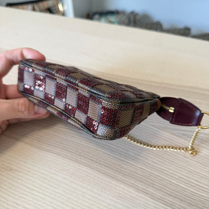 Louis Vuitton Damier Paillettes Mini Pochette Accessories Red