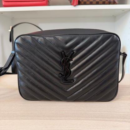 Saint Laurent Calfskin Monogram Lou Camera Bag Black Hardware