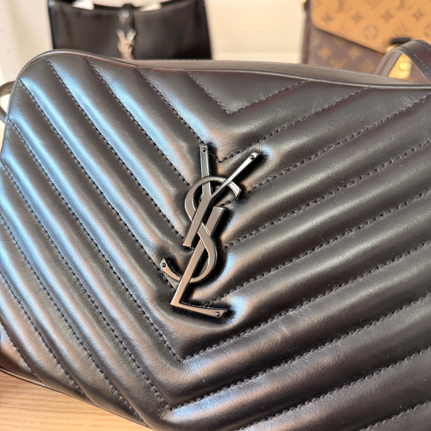 Saint Laurent Calfskin Monogram Lou Camera Bag Black Hardware
