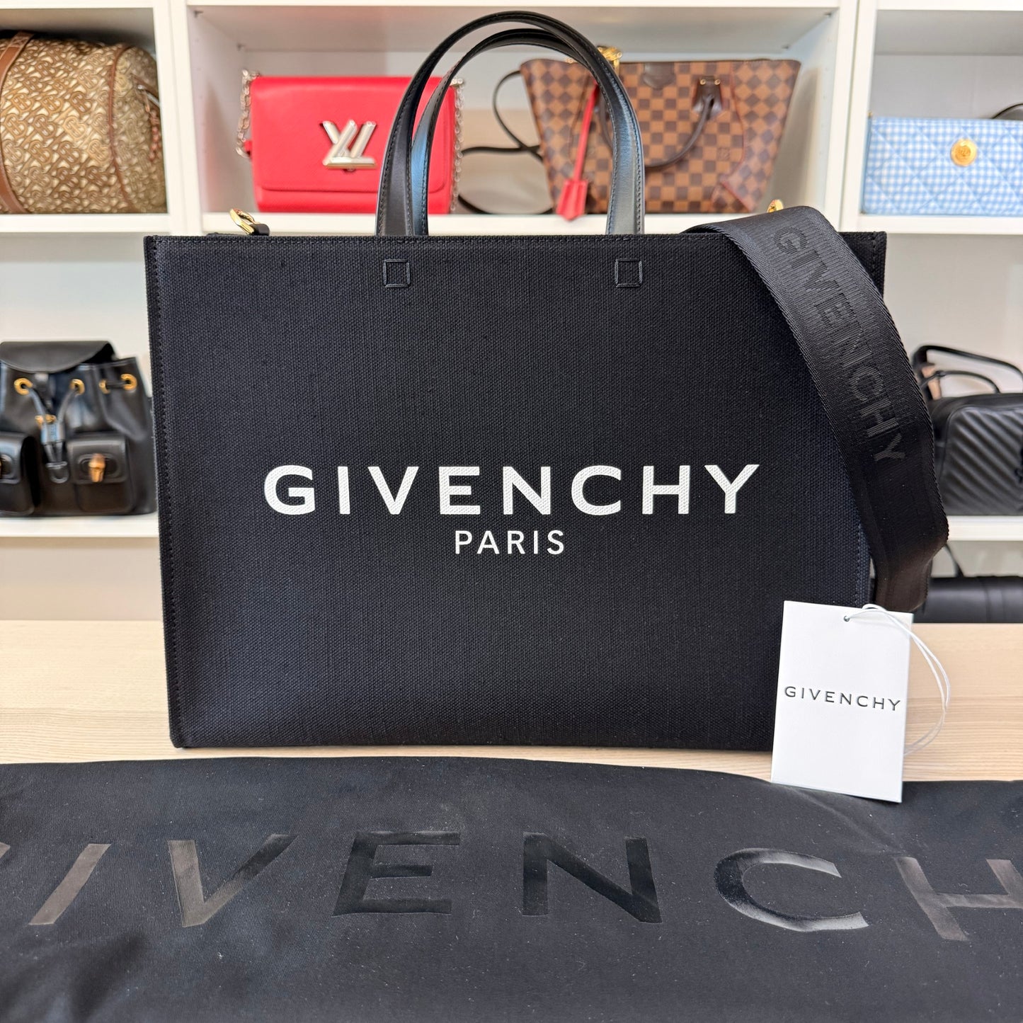 Givenchy G-Tote Medium Shopping Bag in Canvas - Black