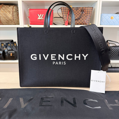 Givenchy G-Tote Medium Shopping Bag in Canvas - Black