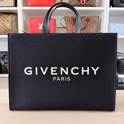 Givenchy G-Tote Medium Shopping Bag in Canvas - Black