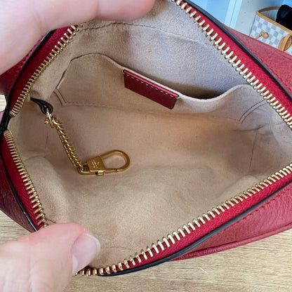 Gucci GG Supreme Monogram Flora Web Mini Ophidia Shoulder Bag Red