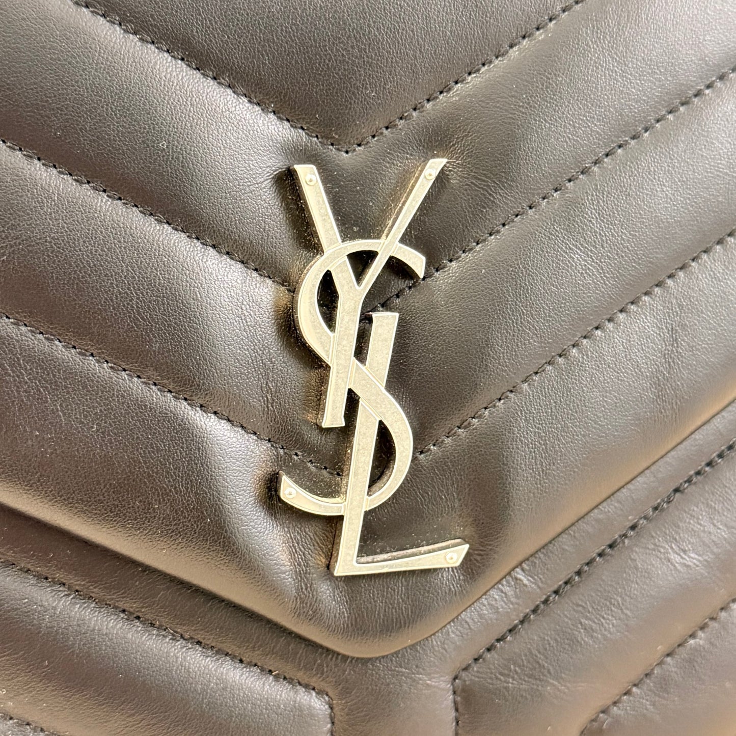 Saint Laurent Calfskin Y Quilted Monogram Medium Loulou Chain Satchel Black