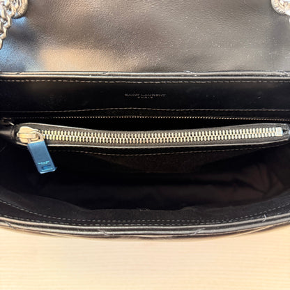 Saint Laurent Calfskin Y Quilted Monogram Medium Loulou Chain Satchel Black