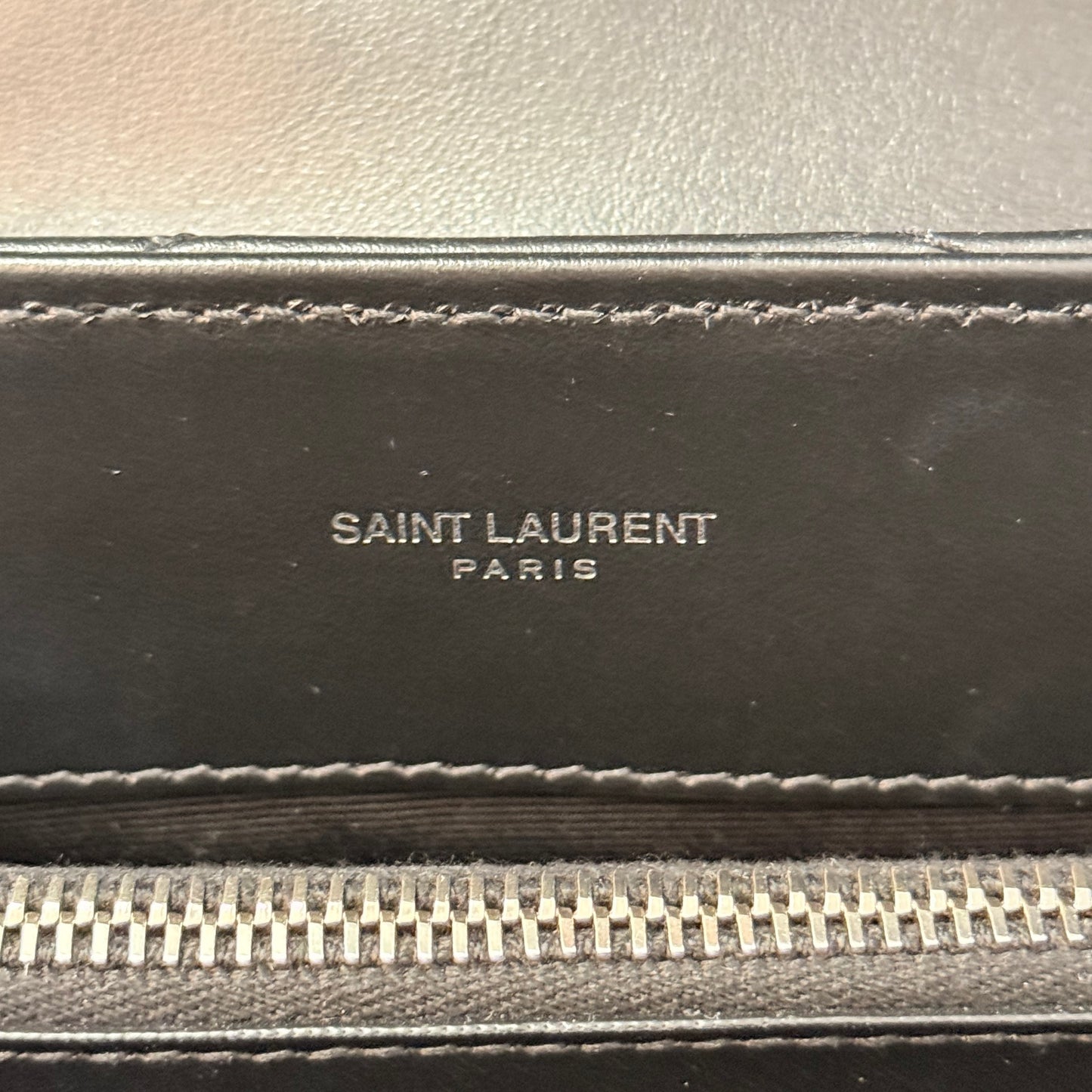 Saint Laurent Calfskin Y Quilted Monogram Medium Loulou Chain Satchel Black