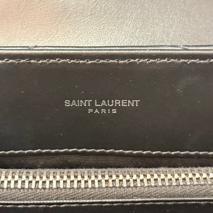 Saint Laurent Calfskin Y Quilted Monogram Medium Loulou Chain Satchel Black