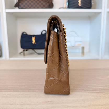 Chanel Lambskin Double Flap Vintage 1988 24K Gold Brown