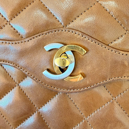 Chanel Lambskin Double Flap Vintage 1988 24K Gold Brown