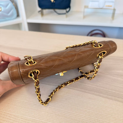 Chanel Lambskin Double Flap Vintage 1988 24K Gold Brown