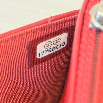 Chanel  Lambskin Quilted Wallet On Chain WOC Red