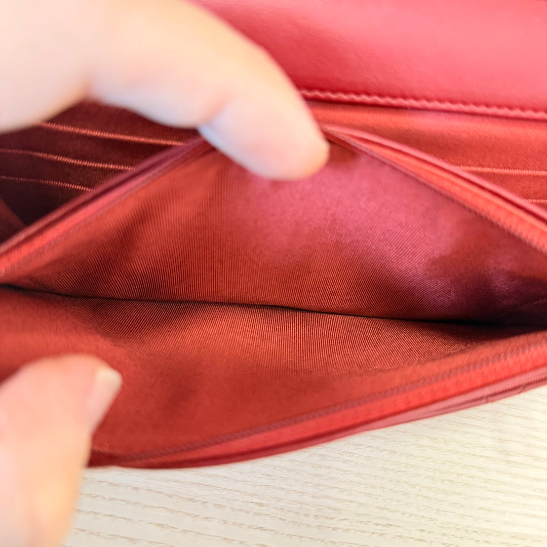 Chanel  Lambskin Quilted Wallet On Chain WOC Red