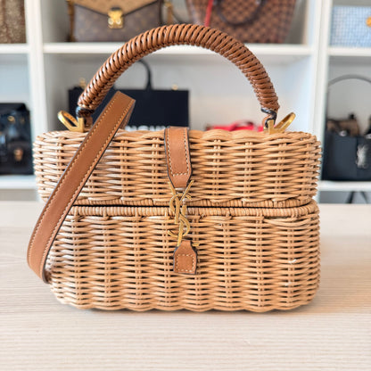 Saint Laurent Wicker Gaby Vanity Bag Natural Brick
