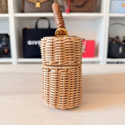 Saint Laurent Wicker Gaby Vanity Bag Natural Brick