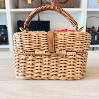 Saint Laurent Wicker Gaby Vanity Bag Natural Brick