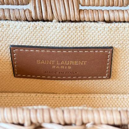 Saint Laurent Wicker Gaby Vanity Bag Natural Brick