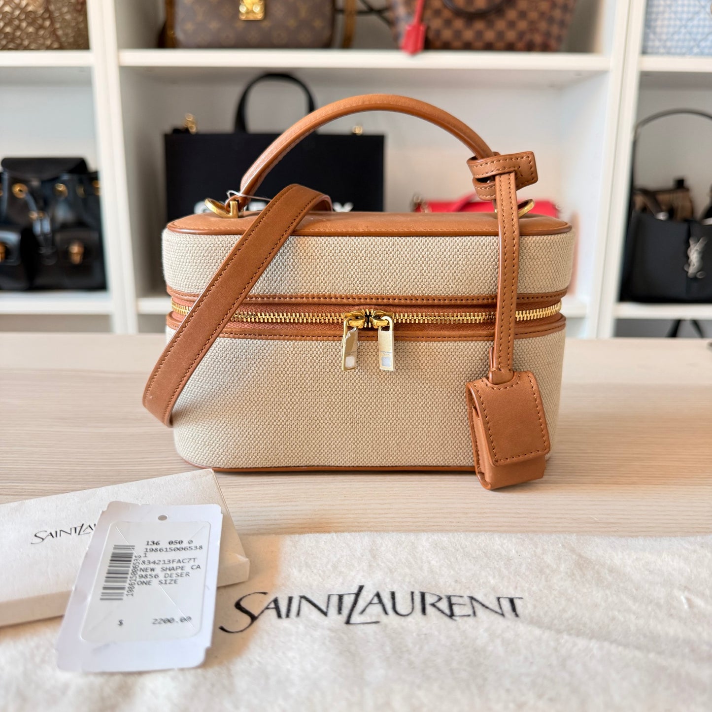 Saint Laurent Vanity Bag with Strap Desert Dust
