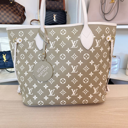 Louis Vuitton Empreinte Monogram Spring In The City Neverfull MM Kaki Beige Cream