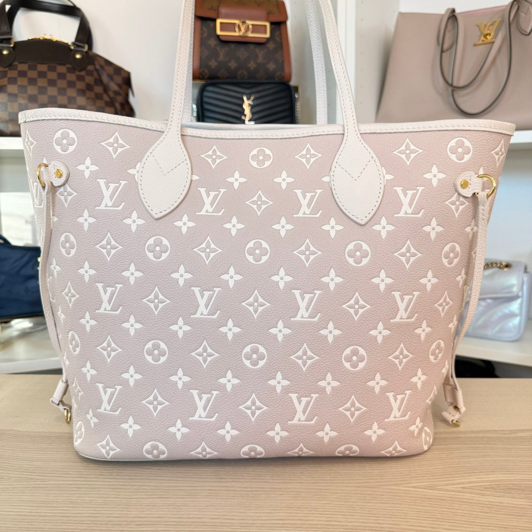 Louis Vuitton Empreinte Monogram Spring In The City Neverfull MM Kaki Beige Cream