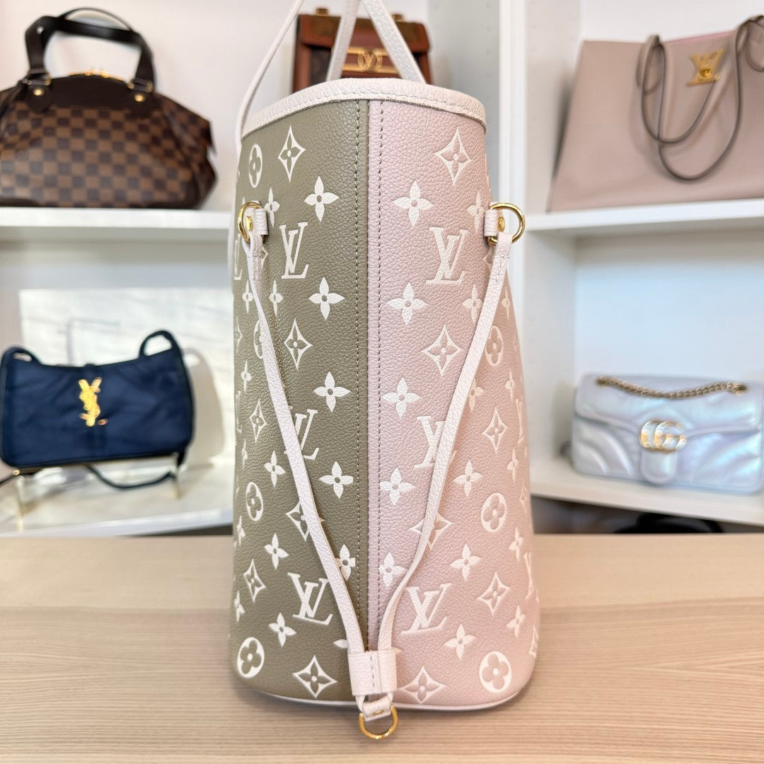 Louis Vuitton Empreinte Monogram Spring In The City Neverfull MM Kaki Beige Cream