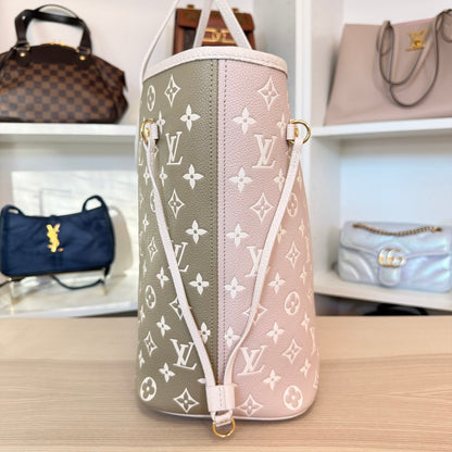Louis Vuitton Empreinte Monogram Spring In The City Neverfull MM Kaki Beige Cream