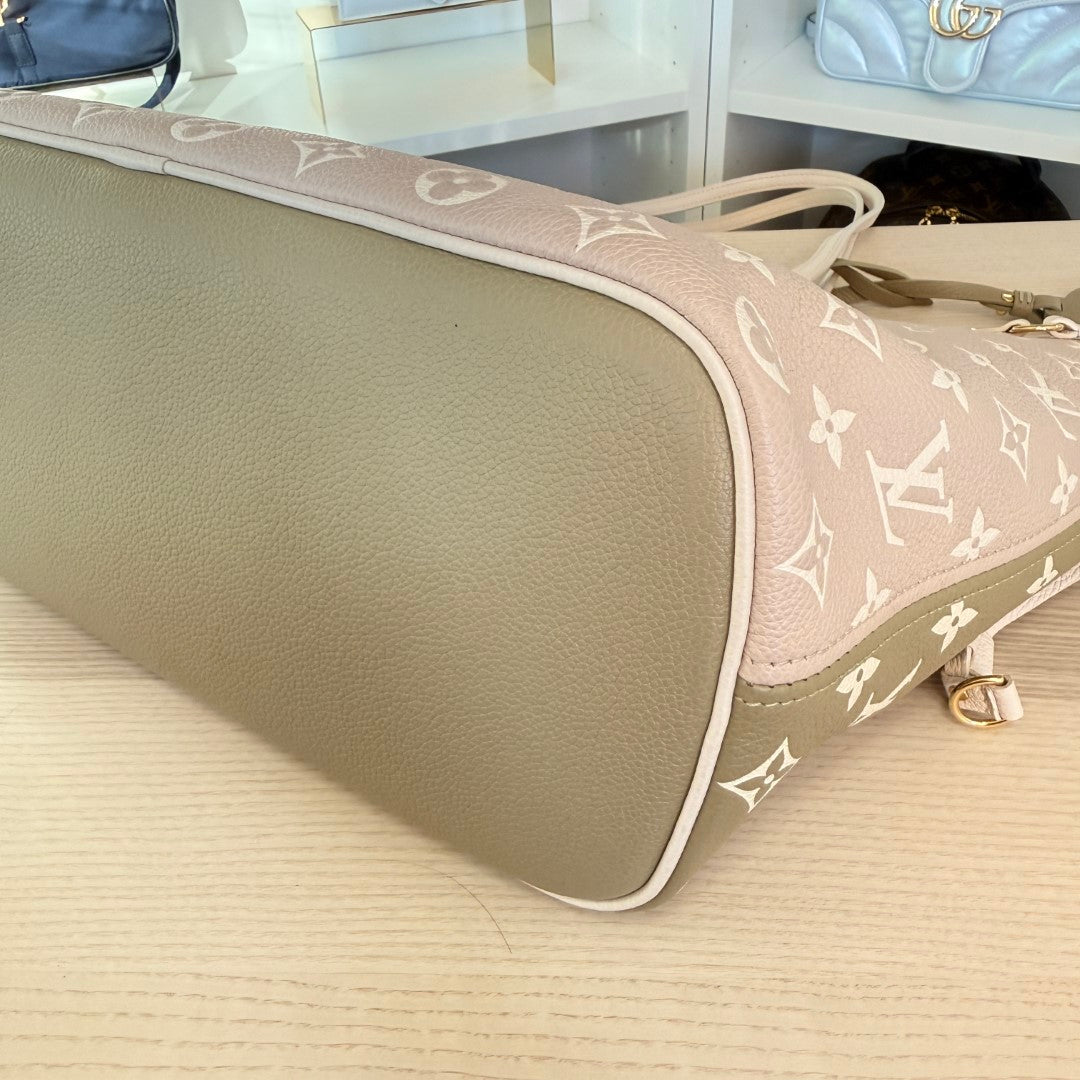 Louis Vuitton Empreinte Monogram Spring In The City Neverfull MM Kaki Beige Cream