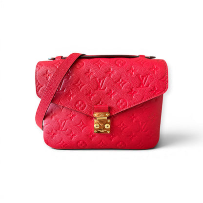 Louis Vuitton Monogram Pochette Metis Empreinte Leather Red