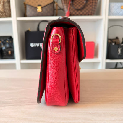 Louis Vuitton Monogram Pochette Metis Empreinte Leather Red