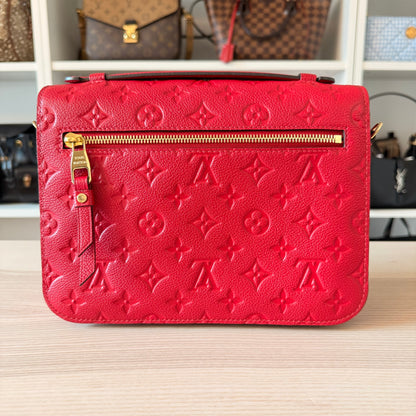 Louis Vuitton Monogram Pochette Metis Empreinte Leather Red