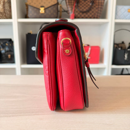 Louis Vuitton Monogram Pochette Metis Empreinte Leather Red