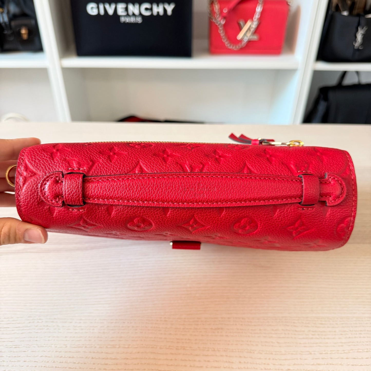Louis Vuitton Monogram Pochette Metis Empreinte Leather Red