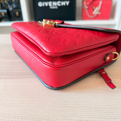 Louis Vuitton Monogram Pochette Metis Empreinte Leather Red