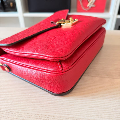 Louis Vuitton Monogram Pochette Metis Empreinte Leather Red