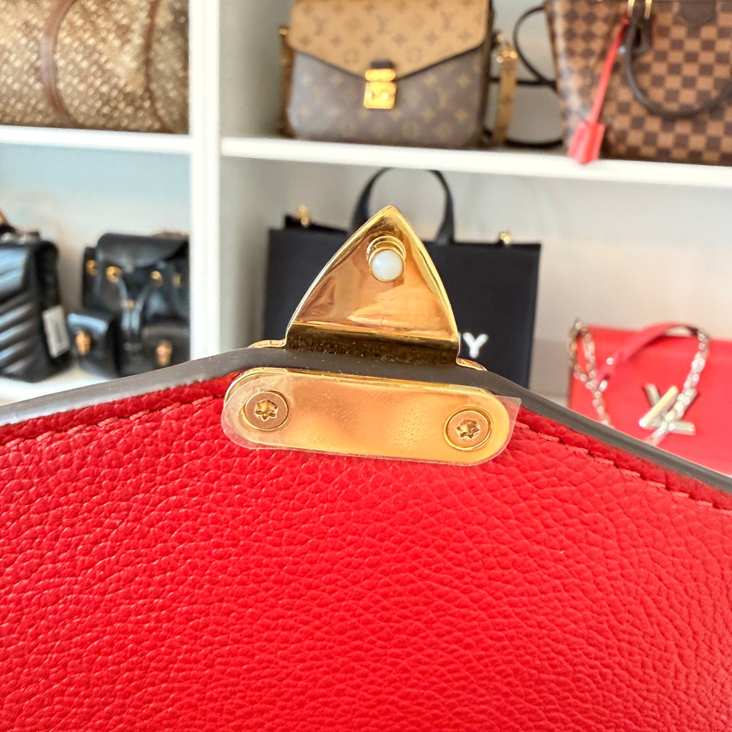 Louis Vuitton Monogram Pochette Metis Empreinte Leather Red