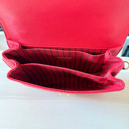 Louis Vuitton Monogram Pochette Metis Empreinte Leather Red