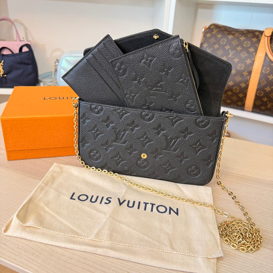 Louis Vuitton Monogram Empreinte Pochette Felicie Leather Black
