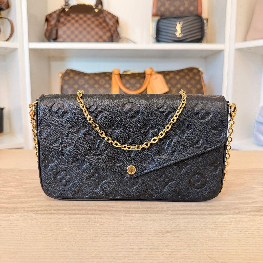 Louis Vuitton Monogram Empreinte Pochette Felicie Leather Black