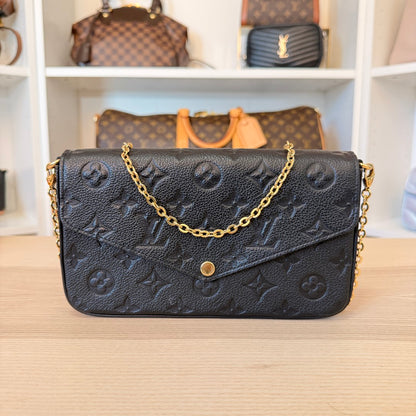 Louis Vuitton Monogram Empreinte Pochette Felicie Leather Black