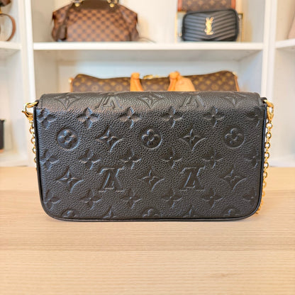 Louis Vuitton Monogram Empreinte Pochette Felicie Leather Black