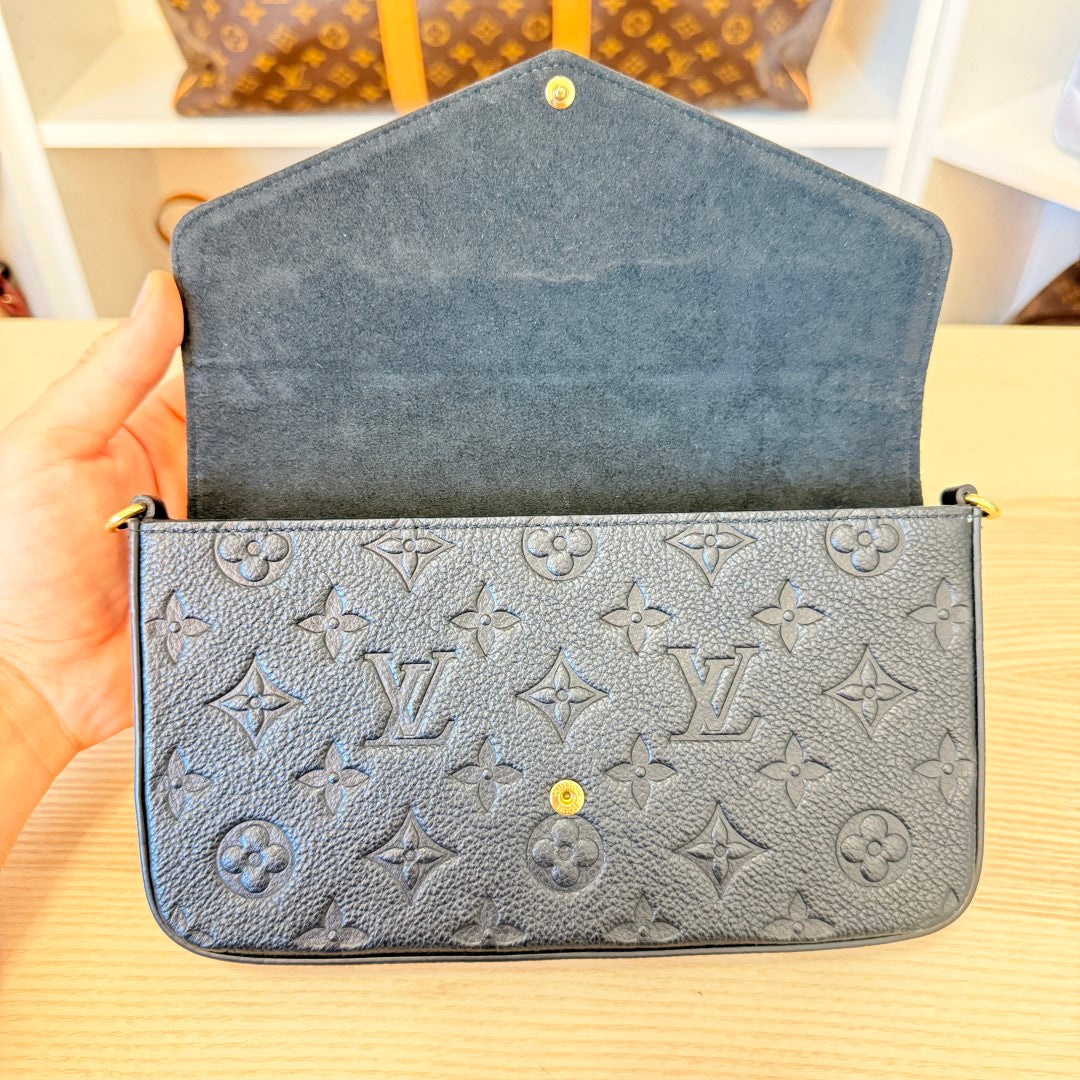 Louis Vuitton Monogram Empreinte Pochette Felicie Leather Black